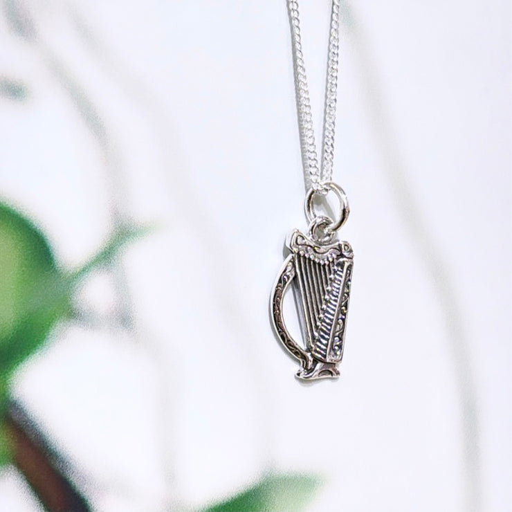 Sterling Silver Harp with detail