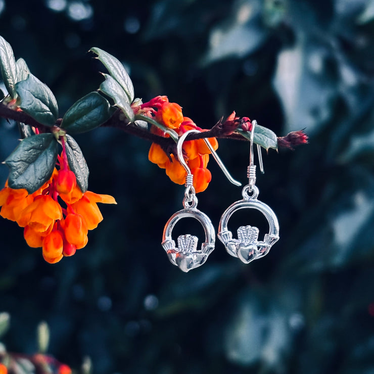 Sterling Silver Claddagh Drop Earrings
