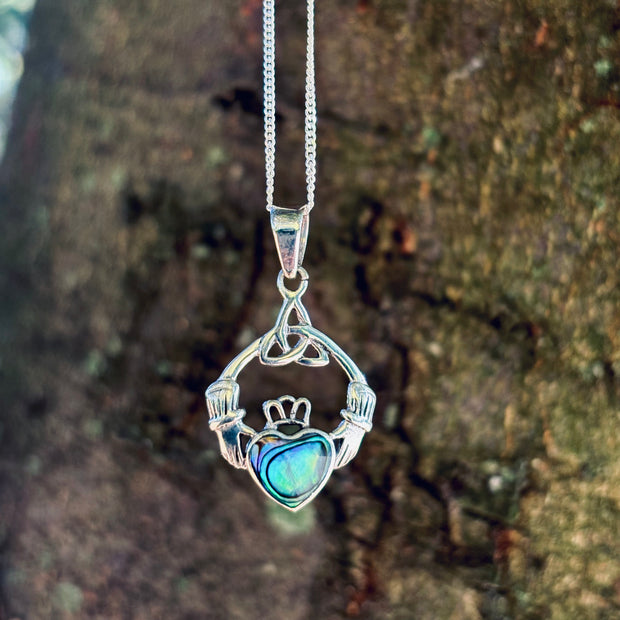 Sterling Silver Claddagh with Paua Shell