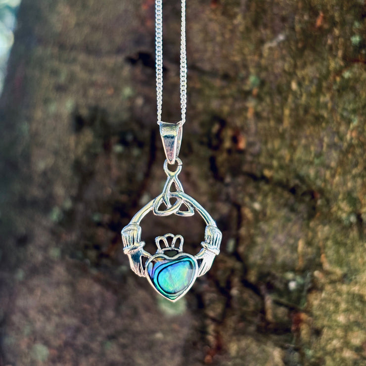 Sterling Silver Claddagh with Paua Shell