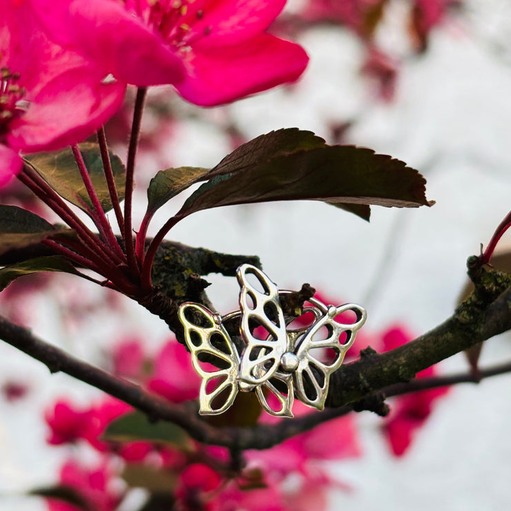 Silver Butterfly hoops